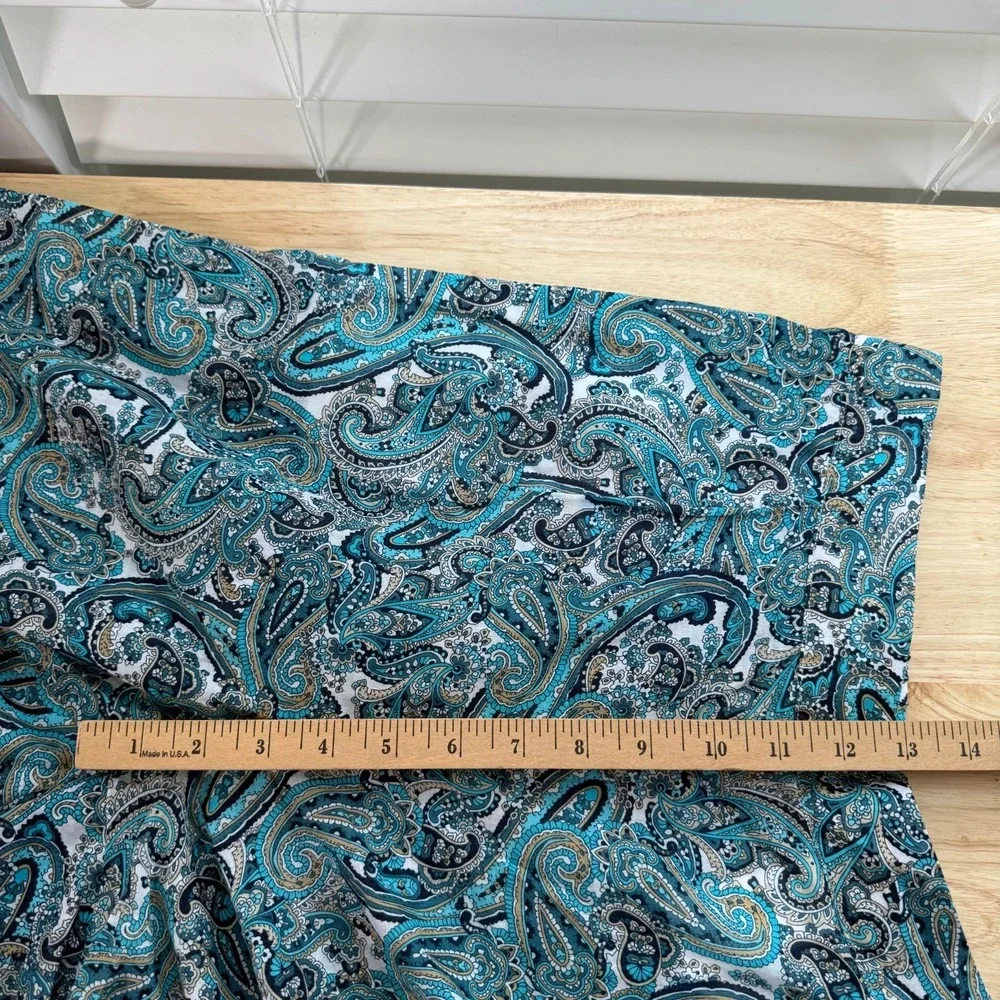 Michael Kors Wide Leg Palazzo Pants Women's Teal Paisely Cotton Classic - Medium